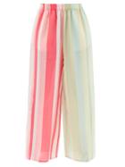 Louisa Parris - Lisbon Printed Silk Wide-leg Trousers - Womens - Multi Stripe