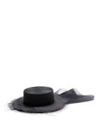 Matchesfashion.com Federica Moretti - Organza Trimmed Straw Hat - Womens - Black