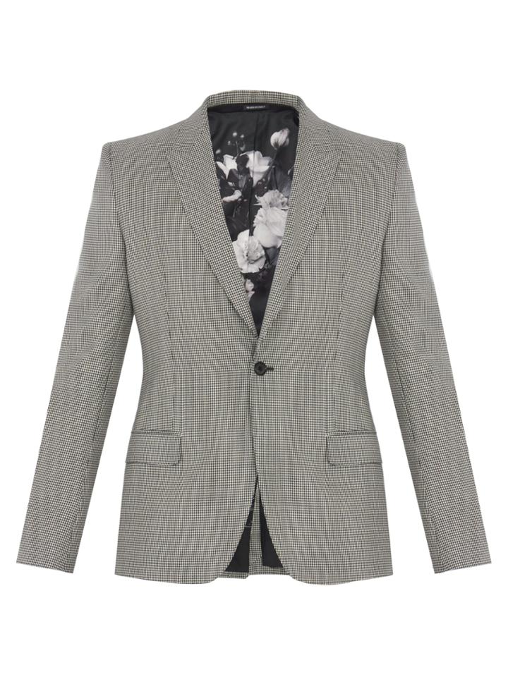 Alexander Mcqueen Hound's-tooth Peak-lapel Wool-blend Blazer