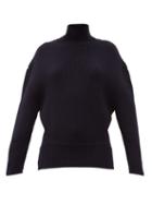 Matchesfashion.com Balenciaga - Roll-neck Ribbed Wool Sweater - Womens - Navy