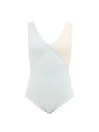 Matchesfashion.com Marysia - Canyon Point Scalloped-edged Wrap Swimsuit - Womens - Blue Multi