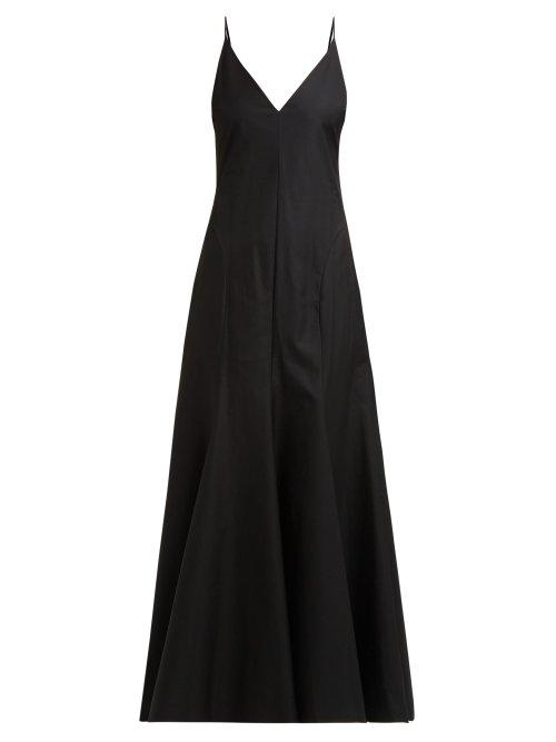 Matchesfashion.com Khaite - Blair Tie Back Cotton Dress - Womens - Black