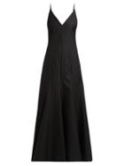Matchesfashion.com Khaite - Blair Tie Back Cotton Dress - Womens - Black