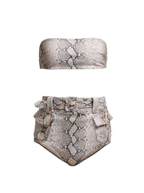 Matchesfashion.com Zimmermann - Corsage Safari Python Print Bikini - Womens - Python