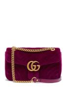 Matchesfashion.com Gucci - Gg Marmont Small Quilted Velvet Cross Body Bag - Womens - Purple