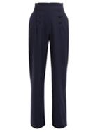 Matchesfashion.com Odyssee - Loti Wide Leg Wool Trousers - Womens - Navy