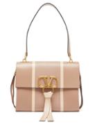 Matchesfashion.com Valentino - V Ring Snakeskin Inlaid Leather Shoulder Bag - Womens - Pink Multi