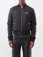 Amiri - Bone-appliqud Satin Bomber Jacket - Mens - Black