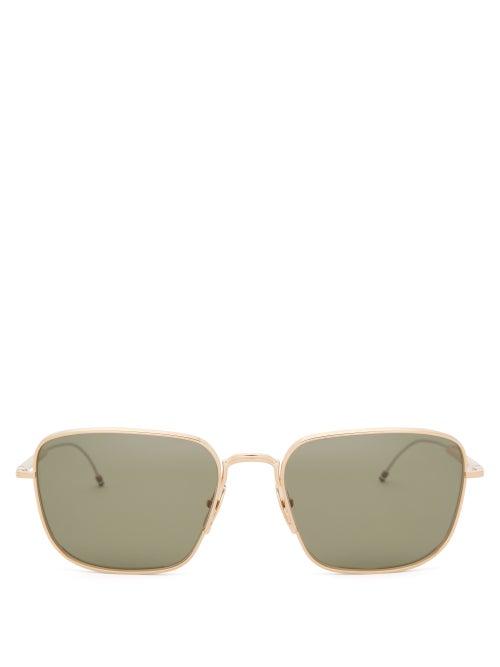 Thom Browne - Tricolour-tipped Round Metal Sunglasses - Mens - Silver