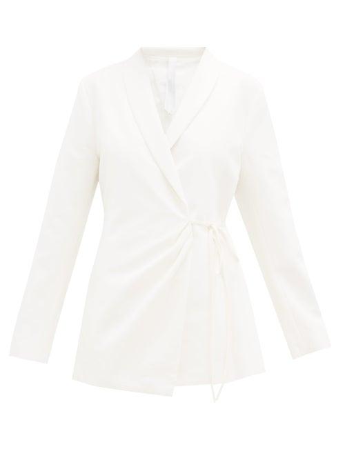 Matchesfashion.com Merlette - Vanda Shawl-lapel Cotton-twill Wrap Jacket - Womens - Ivory