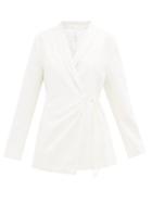 Matchesfashion.com Merlette - Vanda Shawl-lapel Cotton-twill Wrap Jacket - Womens - Ivory