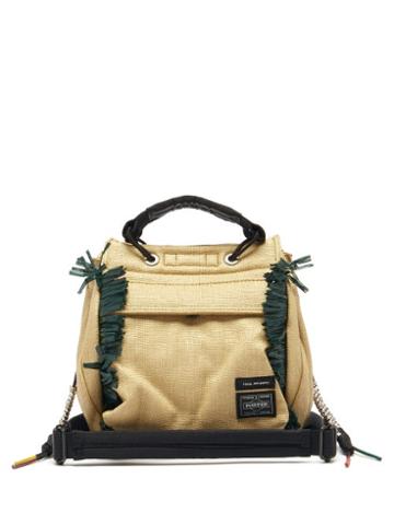 Matchesfashion.com Toga - X Porter Beaded Fringed Canvas Shoulder Bag - Womens - Beige Multi