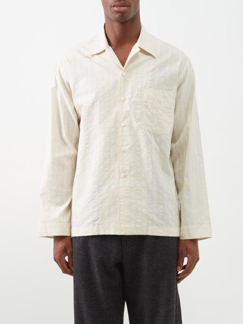 L.e.j - Le Plage Stripe-jacquard Cotton-blend Shirt - Mens - Beige
