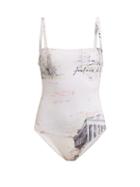 Matchesfashion.com Emilia Wickstead - Italy Print Swimsuit - Womens - Pink Print