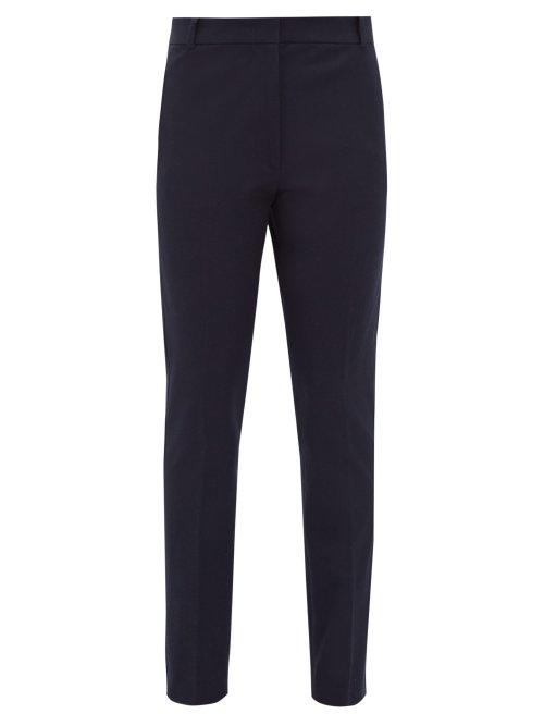 Matchesfashion.com Joseph - Zoom Stretch Twill Slim Leg Trousers - Womens - Navy