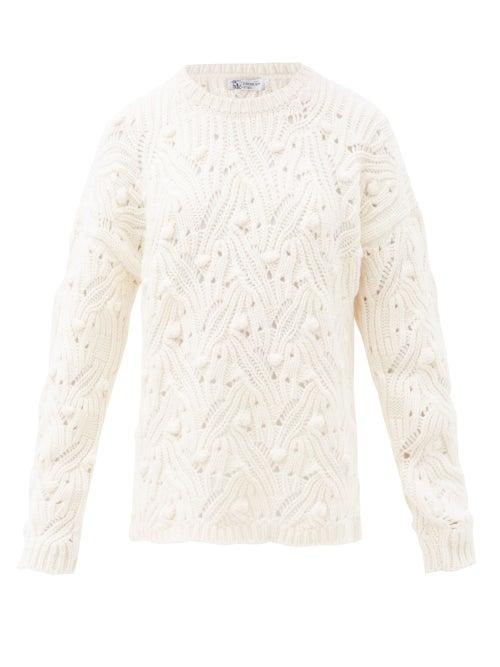 Matchesfashion.com Johnstons Of Elgin - Arabella Open-knit Cashmere Sweater - Womens - Ivory