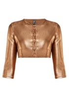 Matchesfashion.com Lisa Marie Fernandez - Cropped Metallic Button Down Cardigan - Womens - Bronze