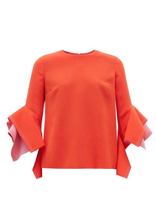 Matchesfashion.com Roksanda - Rana Draped Cuff Crepe Blouse - Womens - Red