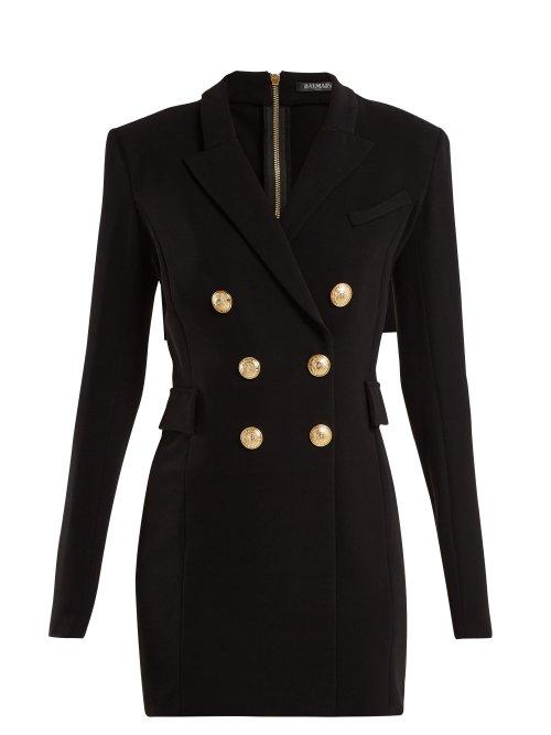 Matchesfashion.com Balmain - Double Breasted Crepe Dress - Womens - Black