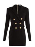 Matchesfashion.com Balmain - Double Breasted Crepe Dress - Womens - Black
