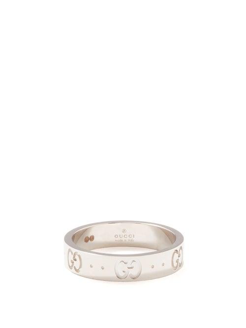 Gucci - Icon Gg-engraved 18kt White-gold Ring - Womens - White Gold