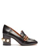 Gucci Peyton Faux-pearl Heel Leather Shoes
