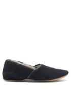 Matchesfashion.com Derek Rose - Crawford Shearling-lined Suede Slippers - Mens - Navy