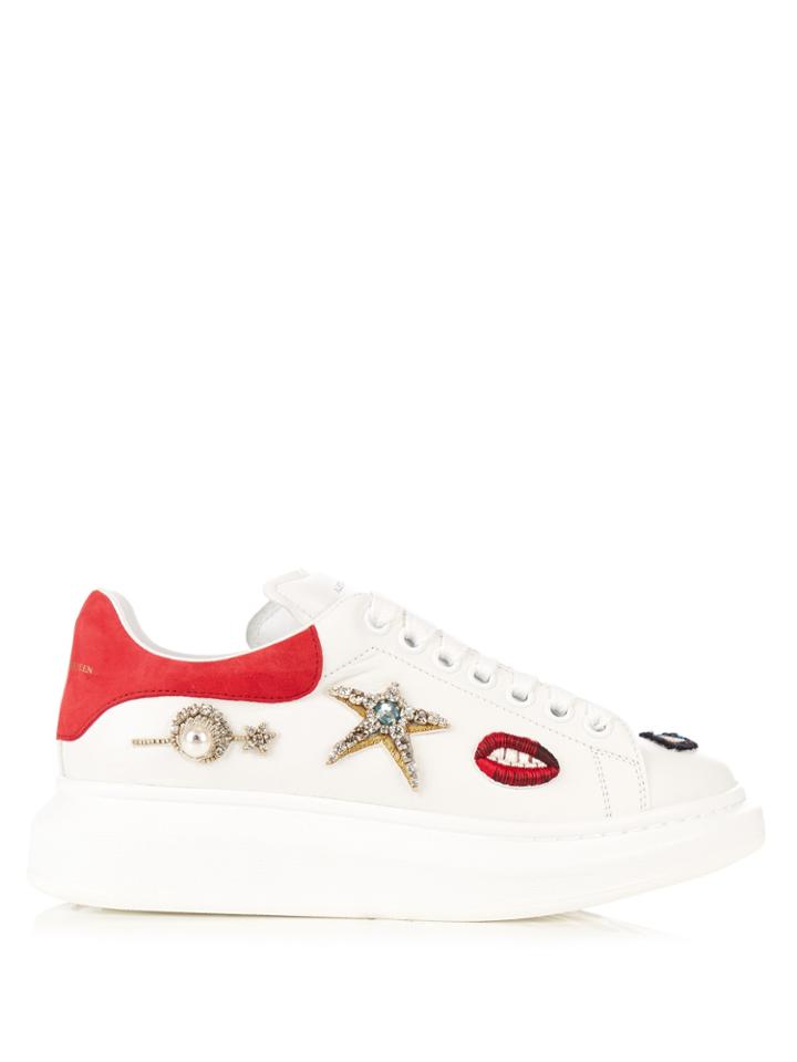 Alexander Mcqueen Embellished Low-top Platform Leather Trainers