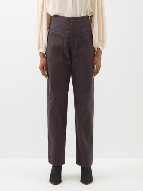 Isabel Marant Toile - Philna Cotton-gabardine Straight-leg Trousers - Womens - Charcoal