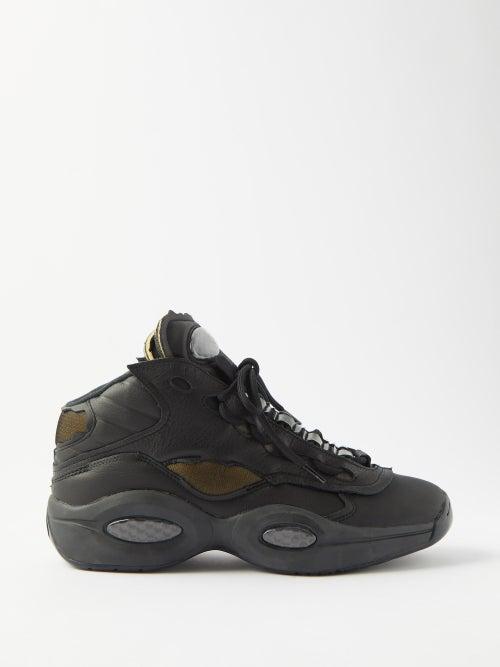 Reebok X Margiela - The Question Memory Of Leather Trainers - Mens - Black