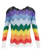 Matchesfashion.com Charles Jeffrey Loverboy - Zigzag-striped Cotton Crochet Sweater - Womens - Multi