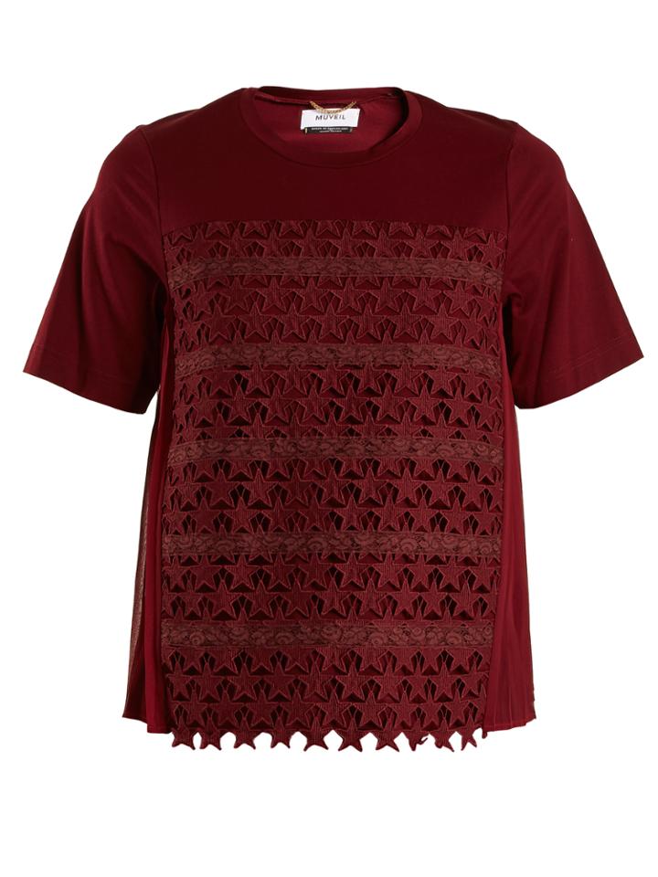 Muveil Star-embroidered Cotton-blend T-shirt