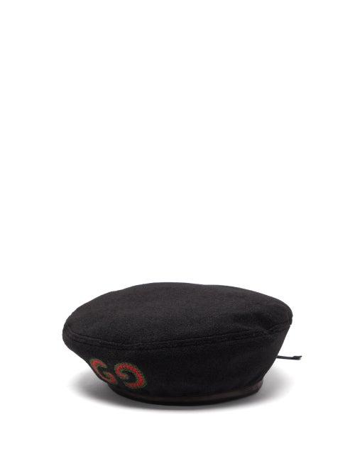 Matchesfashion.com Gucci - Leather Trimmed Felt Beret - Womens - Black