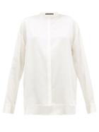 Matchesfashion.com Haider Ackermann - Dali High Neck Silk Satin Blouse - Womens - Ivory