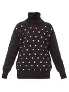Matchesfashion.com Junya Watanabe - Studded Roll-neck Wool-blend Sweater - Womens - Black