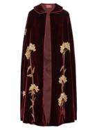 Matchesfashion.com F.r.s - For Restless Sleepers - Semele Floral Appliqu Velvet Cape - Womens - Burgundy
