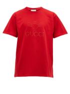 Matchesfashion.com Gucci - Embroidered Logo Cotton Jersey T Shirt - Mens - Red