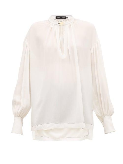 Matchesfashion.com Proenza Schouler - Buttoned-keyhole Silk-georgette Blouse - Womens - Ivory