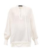 Matchesfashion.com Proenza Schouler - Buttoned-keyhole Silk-georgette Blouse - Womens - Ivory