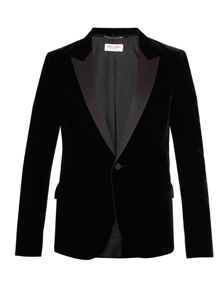 Saint Laurent Contrast-lapel Single-breasted Velvet Blazer