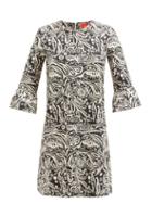 La Doublej - 24/7 Floral-print Cotton-blend Poplin Mini Dress - Womens - Black White