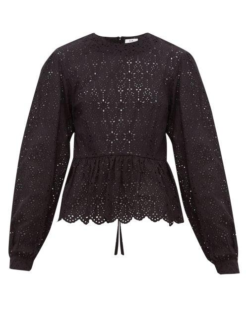 Matchesfashion.com Sir - Amelie Broderie Anglaise Cotton Top - Womens - Black