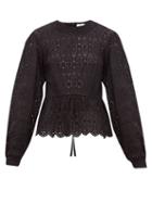Matchesfashion.com Sir - Amelie Broderie Anglaise Cotton Top - Womens - Black