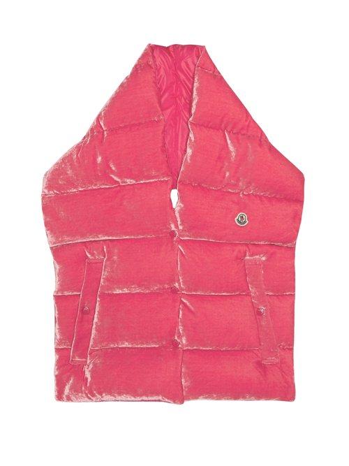 Matchesfashion.com Moncler - Velvet Padded Puffa Scarf - Womens - Pink