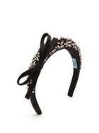 Matchesfashion.com Prada - Crystal Embellished Satin Headband - Womens - Black