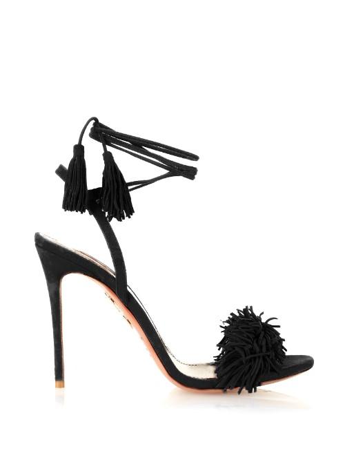 Aquazzura Wild Thing Suede Fringed Sandals