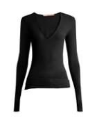 Matchesfashion.com Summa - Deep V Neck Fine Knit Sweater - Womens - Black