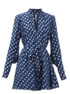 Matchesfashion.com Saloni - Tania Metallic Polka-dot Mini Dress - Womens - Navy Silver