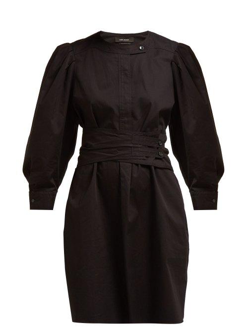 Matchesfashion.com Isabel Marant - Galaxy Belted Cotton Shirt Dress - Womens - Black
