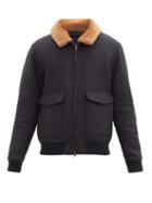Matchesfashion.com Altea - Dexter Shearling-trim Wool-blend Bomber Jacket - Mens - Navy